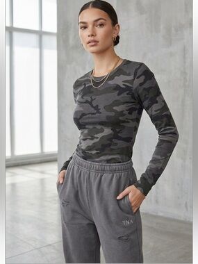 TNA Charcoal Camouflage Tee